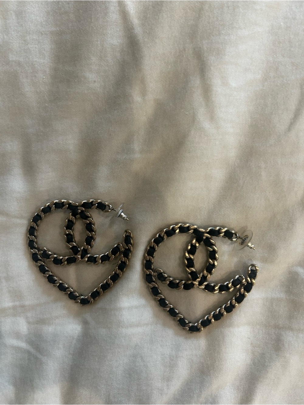 Chanel double C heart earrings! Super rare in original box.